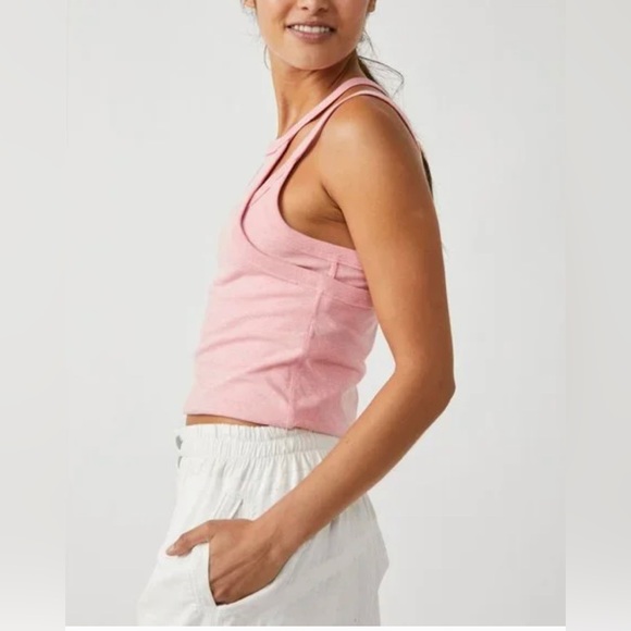 Free People Women's Two Times The Charm Tank Top in Pink Punch NWT Size Small - Picture 4 of 4